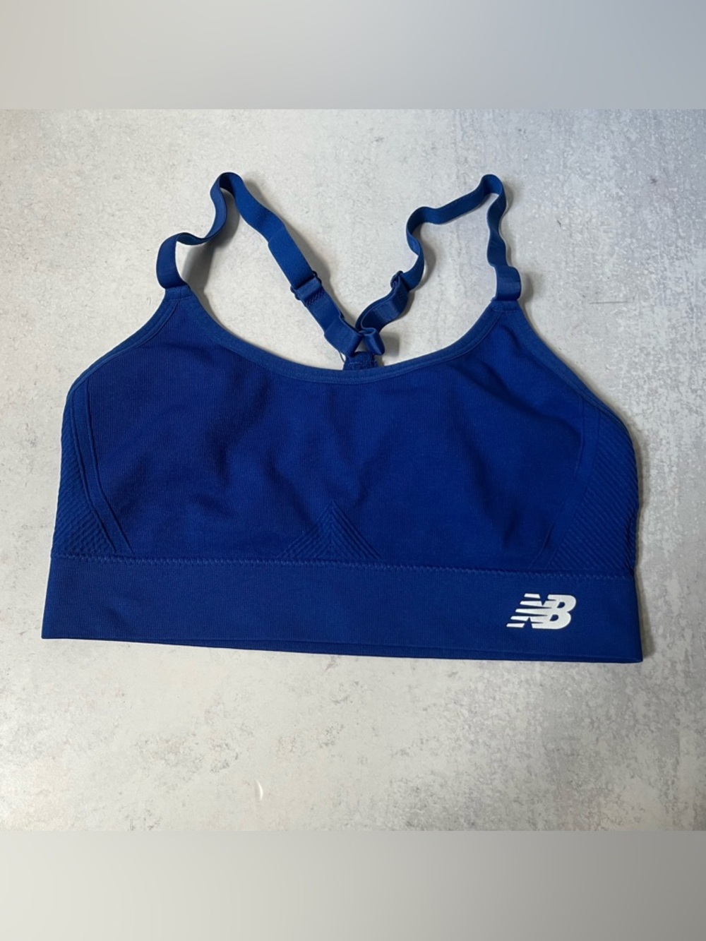 New Balance Racerback Sports Bra Large Royal Blue